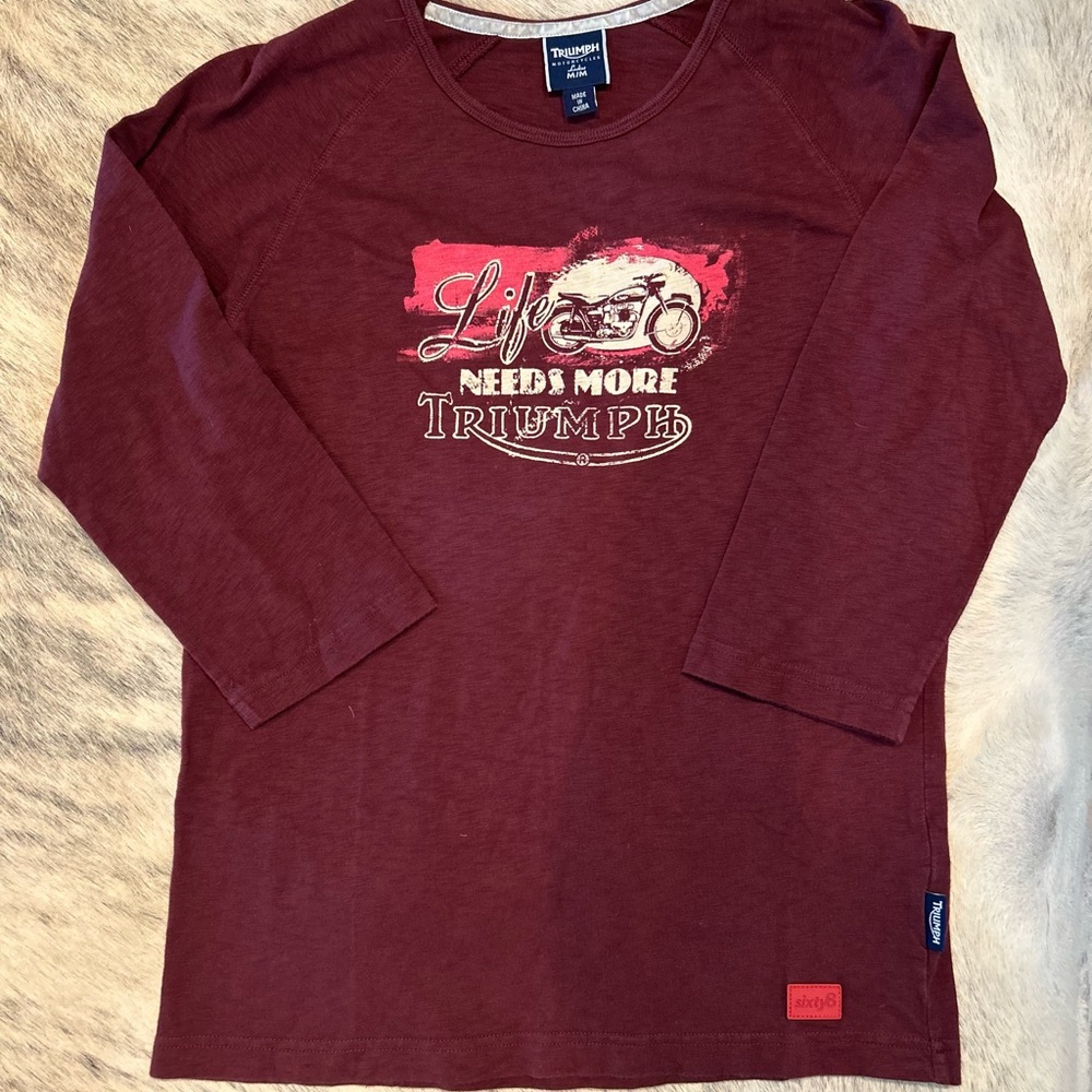 Triumph Womens Maroon 3/4  Sleeve Tee